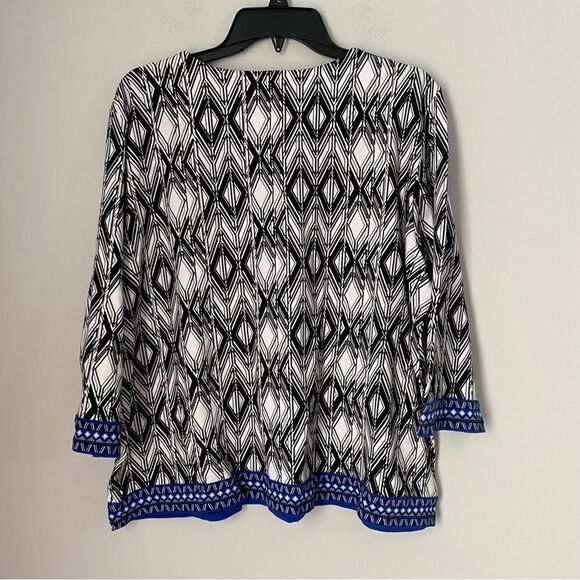 Alfred Dunner Petites Women’s Square Neck Printed Long Sleeve Blouse size PXL - Picture 3 of 3